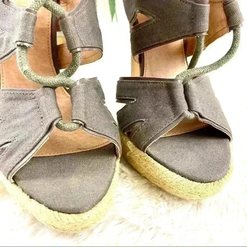 COLIN STUART Strappy Rope Tie Woven Platform‎ Espadrille Stiletto Heels Size 7